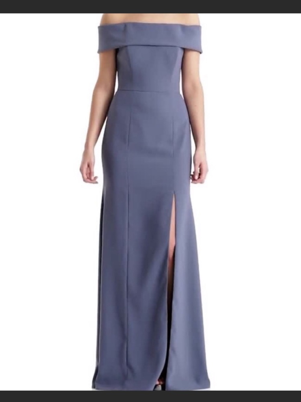 DESSY COLLECTION Silver Stone Blue Off Shoulder Prom Formal Gown Size 16 NWT